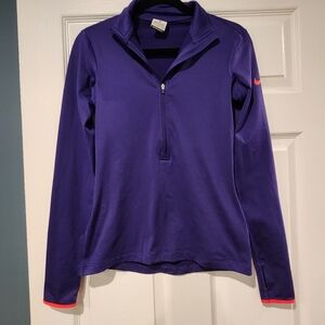 Nike Dri-FIT Purple & Orange 3/4 Zip Athletic Top w/ Thumb Holes | Women’s S